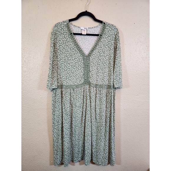 Sonoma Goods For Life Dresses & Skirts - Sonoma Women's Green Yellow Daisy Floral Short Sleeve Peasant Midi Dress Size 2X